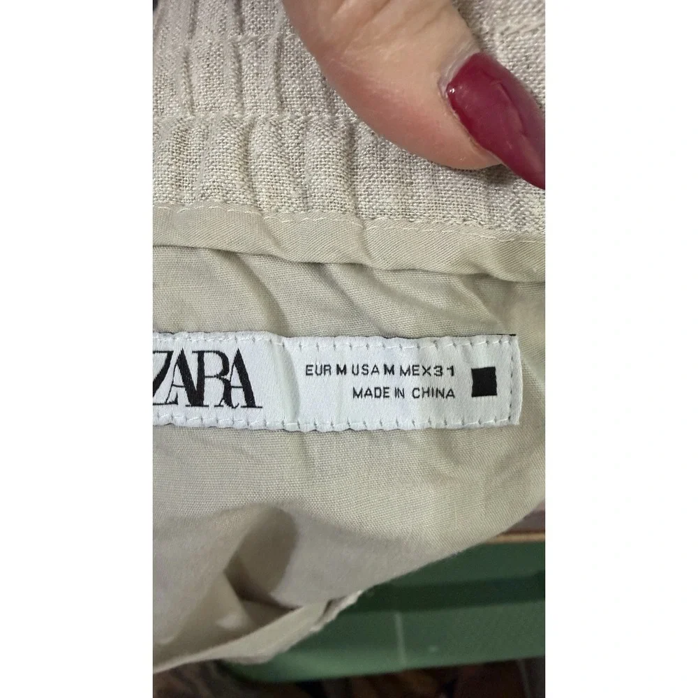 Zara Women's Linen Wide-Leg Pants Size M